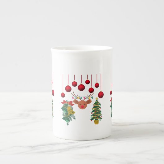 Tasse En Porcelaine Magical Reindeer Bells and Christmas Tree Design (Devant)