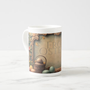 Tasse En Porcelaine Magie de Pâques vintage avec ornements floraux fes