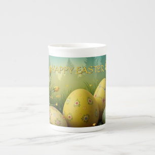 Tasse En Porcelaine Magie printanière avec oeufs de Pâques dans une me