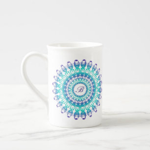 Tasse En Porcelaine Mandala ethnique de téléphone. monogramme
