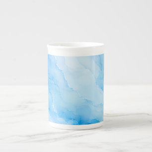 Tasse En Porcelaine Marbre Aquarelle Bleu Clair