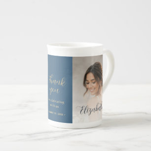 Tasse En Porcelaine Mariage personnalisé Gold & Blue pois