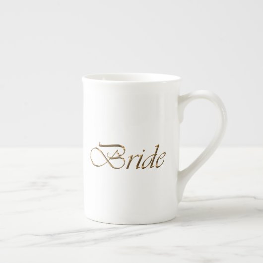 Tasse En Porcelaine Mariée, écriture or élégant chic blanc (Droite)