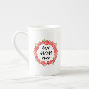 Tasse En Porcelaine Meilleure maman Jamais printemps fleuri rouge rose