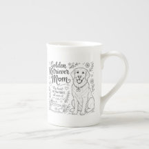 Mère Chien Retriever Doré Amoureux de Ligne Artist