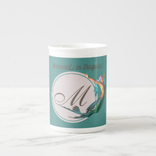 Tasse En Porcelaine Mermaid Monogramme Turquoise Belle