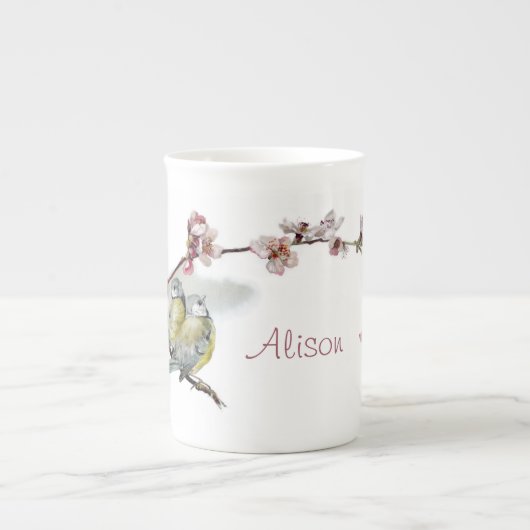 Tasse En Porcelaine Mésanges bleues vintages (Devant)