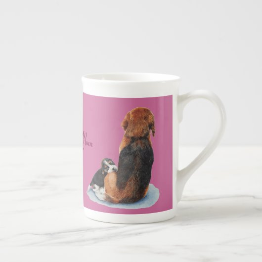 Tasse En Porcelaine mignon chiot beagle bouddin maman chien avec sloga (Droite)