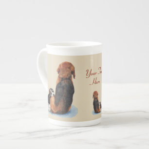 Tasse En Porcelaine mignon chiot beagle bouddling maman chien avec slo