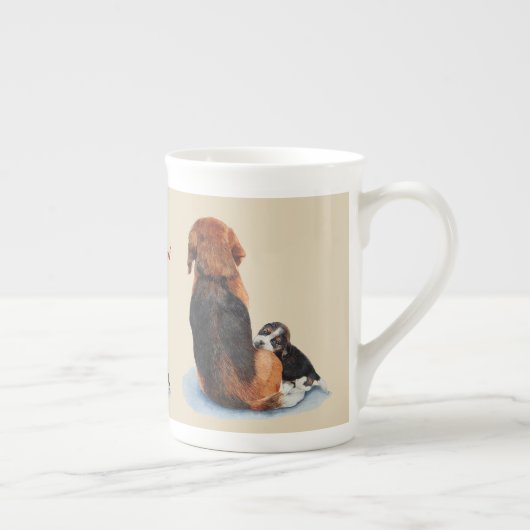 Tasse En Porcelaine mignon chiot beagle bouddling maman chien avec slo (Droite)