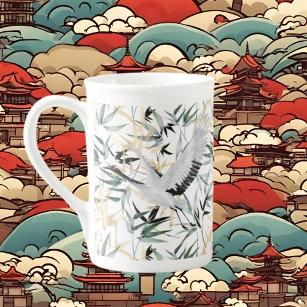 Tasse En Porcelaine mignon oiseau japonais feuilles