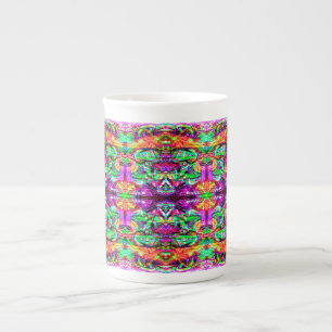 Tasse En Porcelaine Mignon tribal néon abstrait symétrique coloré