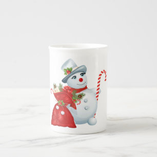 Tasse En Porcelaine Mignonne bonhomme de neige de Noël