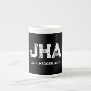 TASSE EN PORCELAINE MINIMALISTE BLANC MONOGRAMME À TROIS LETTRES NOM N