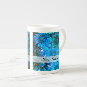 Tasse En Porcelaine Modèle floral bleu clair moderne