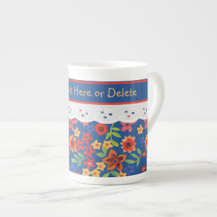 Tasse En Porcelaine Modèle floral rétro personnalisé avec dentelle Fau
