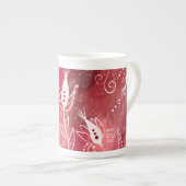 Tasse En Porcelaine Modèle Floral rouge (Devant droit)