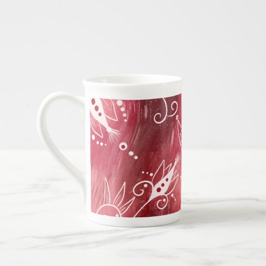 Tasse En Porcelaine Modèle Floral rouge (Gauche)