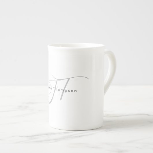 Tasse En Porcelaine Modern Elegant Plain Professional Name Monogram (Devant droit)