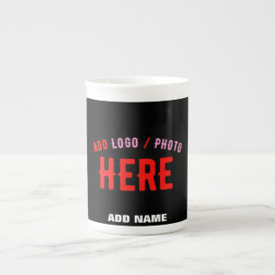 TASSE EN PORCELAINE MODERNE ET MODERNE PERSONNALISABLE NOIR VÉRIFIÉ