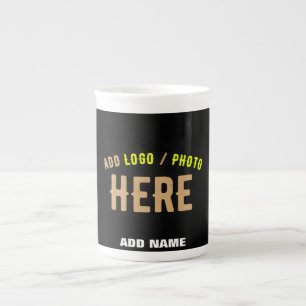 TASSE EN PORCELAINE MODERNE ET MODERNE PERSONNALISABLE NOIR VÉRIFIÉ