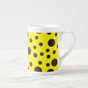 Tasse En Porcelaine Moderne Simple Noir pois motif jaune point