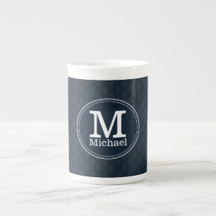 Tasse En Porcelaine Monogramme classique profond de coutume de marine