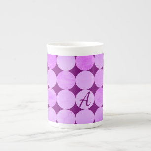 Tasse En Porcelaine Monogramme de cercles violets, magenta et roses
