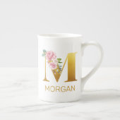 Tasse En Porcelaine Monogramme de nom initial botanique floral personn (Droite)