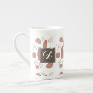 Tasse En Porcelaine Monogramme en terre cuite abstrait boho naturel or