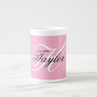 Monogramme fantaisie noir et blanc Rose