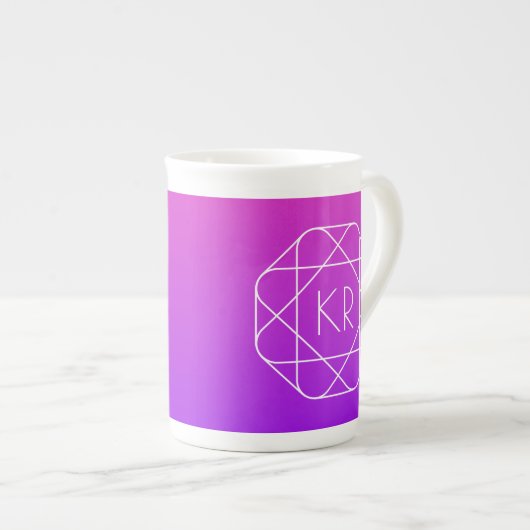 Tasse En Porcelaine Monogramme géométrique cool | Violette violette ma (Devant droit)