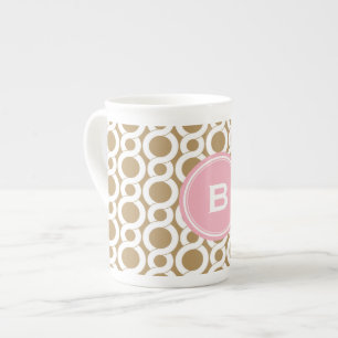 Tasse En Porcelaine Monogramme géométrique de motif d'abrégé sur r