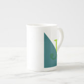 Tasse En Porcelaine Monogramme géométrique Vert Turquoise (Devant droit)