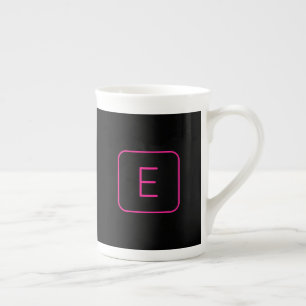 Tasse En Porcelaine Monogramme Initial De Style Moderne Rose Et Noir