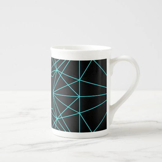 Tasse En Porcelaine Monogramme initial | Design géométrique turquoise (Droite)