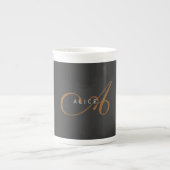 Tasse En Porcelaine Monogramme plat tendance Nom initial (Devant)