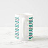 Tasse En Porcelaine Monogramme Turquoise et Grey Chevron Zigzag (Dos)