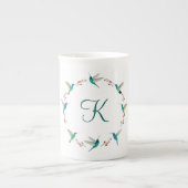 Tasse En Porcelaine Monogramme Wreath Hummingbird (Devant)