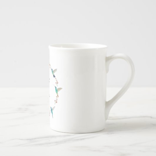 Tasse En Porcelaine Monogramme Wreath Hummingbird (Droite)