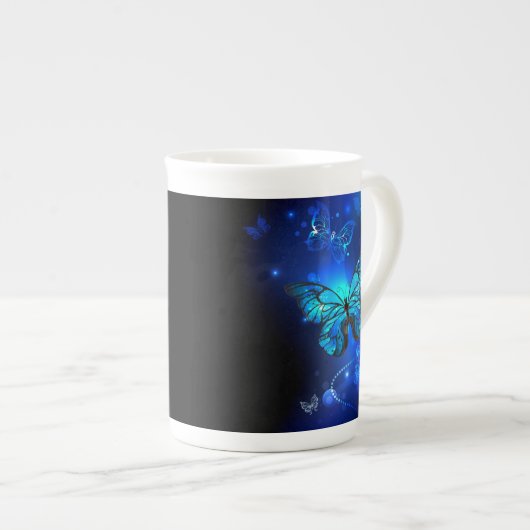 Tasse En Porcelaine Morpho Butterfly in the Dark Background (Devant droit)