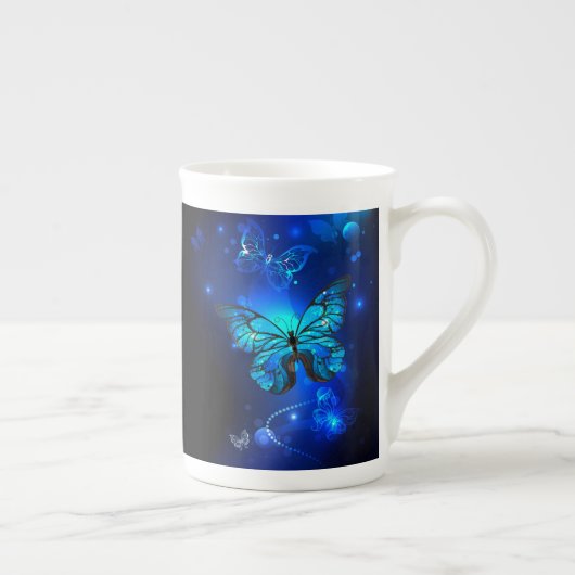 Tasse En Porcelaine Morpho Butterfly in the Dark Background (Droite)