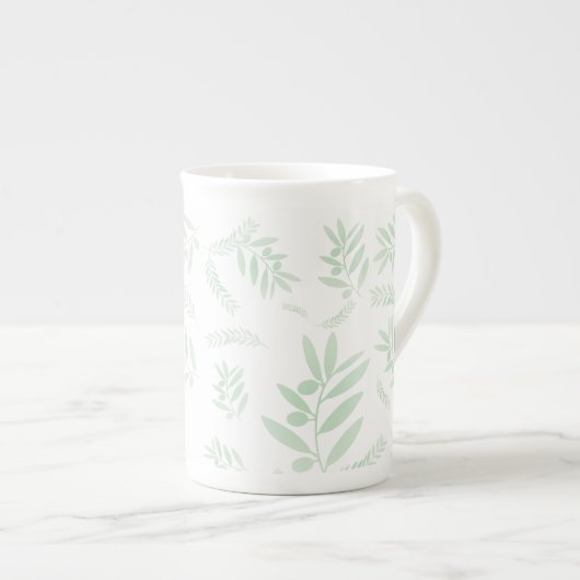 Tasse En Porcelaine Motif à branche d'olivier naturel (Devant droit)