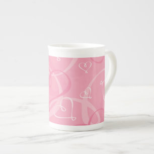Tasse En Porcelaine Motif à coeur rose