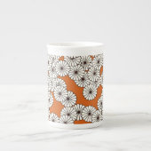 Tasse En Porcelaine Motif à fleurs Art déco - crème sur rouille (Devant)