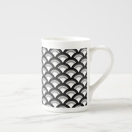 Tasse En Porcelaine Motif à vagues Art déco - noir et blanc (Droite)