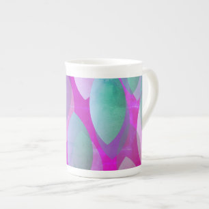 Tasse En Porcelaine Motif Abstrait Moderne   Magenta Violet Rose Turqu