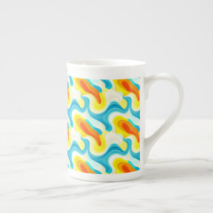 Tasse En Porcelaine Motif Abstrait Ondulé Coloré