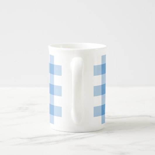 Tasse En Porcelaine Motif bleu clair et blanc En vichy (Dos)