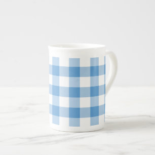 Tasse En Porcelaine Motif bleu clair et blanc En vichy